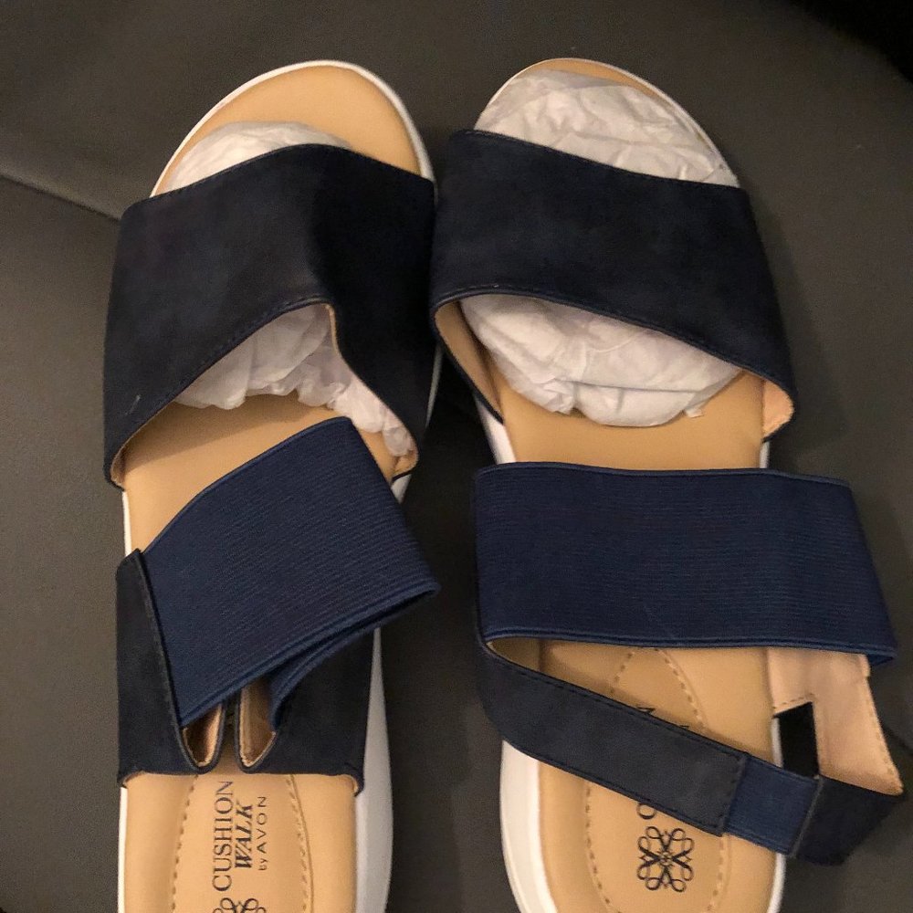 Women's new sandals never worn - navy stretch AVON